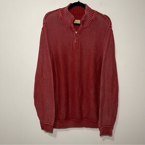 Tommy Bahama Men’s Red Cotton Quarter-Zip Pullover Sweater XL fisherman nautical